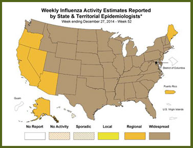 weekly flu activity map from IDPH